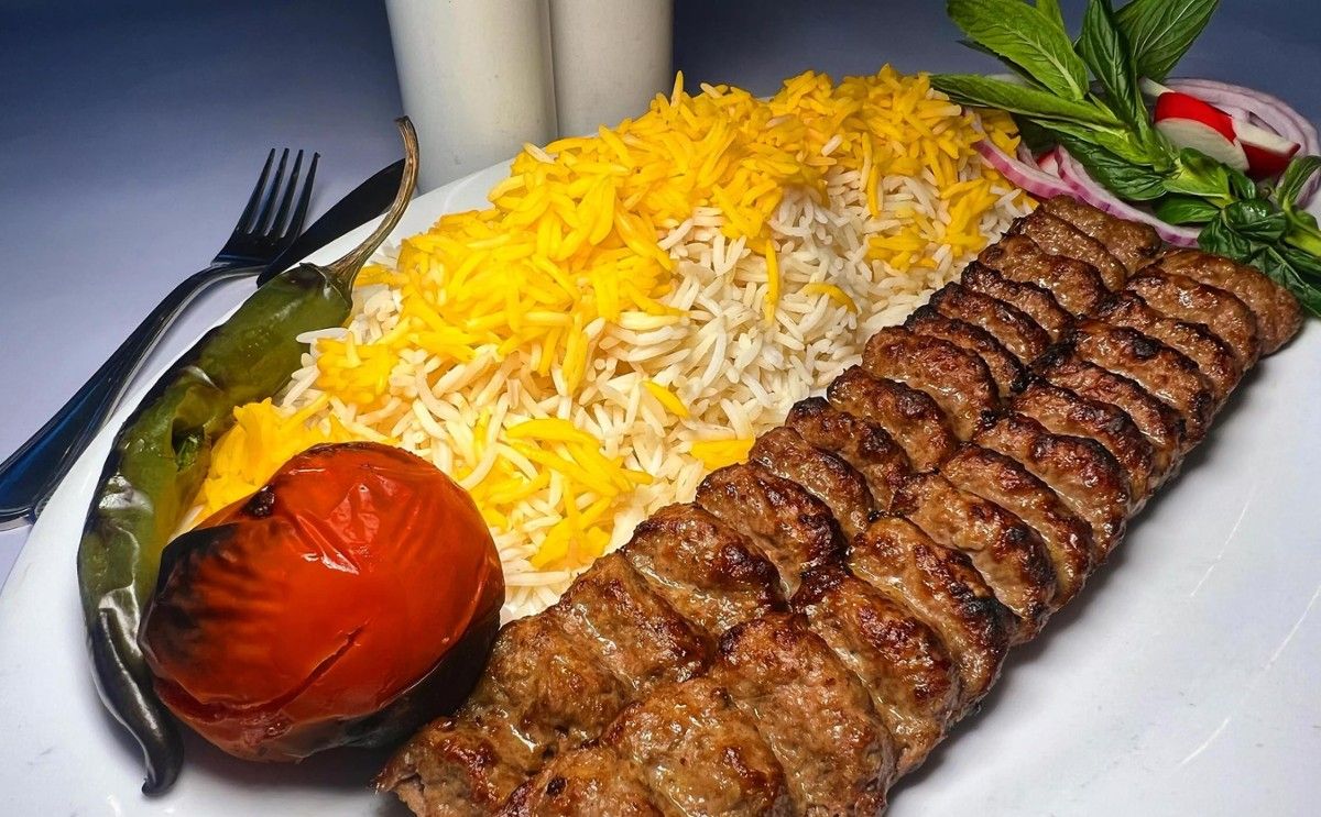Koubideh kebab with saffron rice