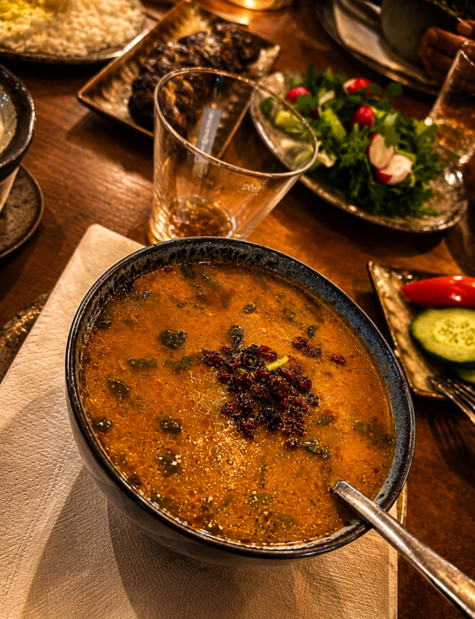 Persian soup served at the table